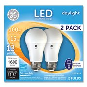 Ge 100W LED Bulbs, 15 W, A19, Daylight, PK2 93127672